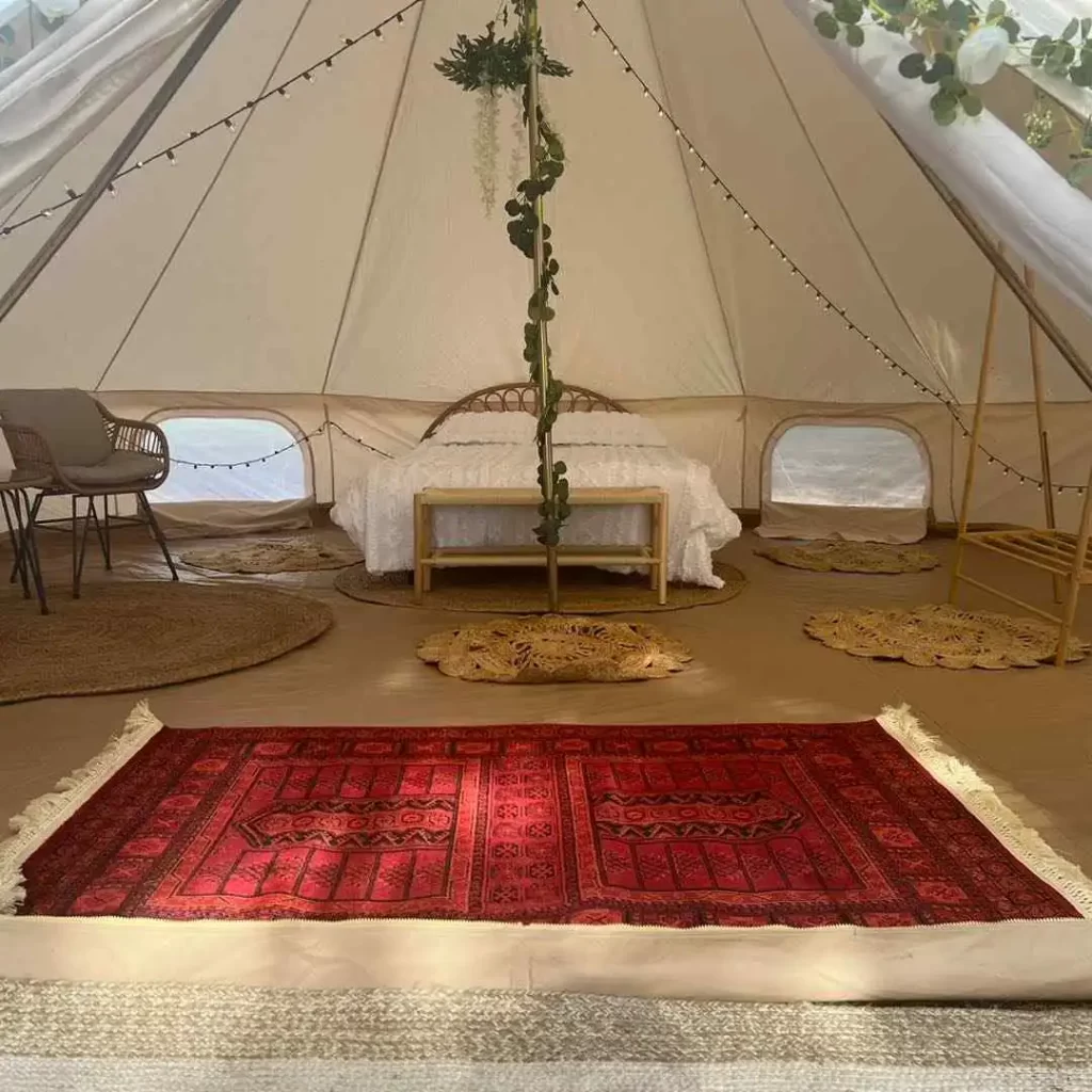 Ultimate Movie Night Setup Training Package - Transform Your Events in a tent with a rug in the middle of it.